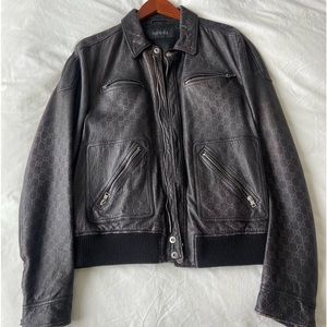 Gucci mens leather bomber